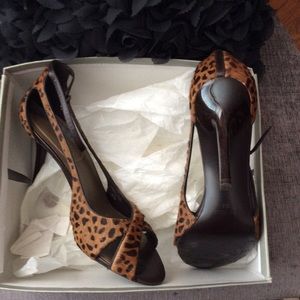 Animal print open toe heel
